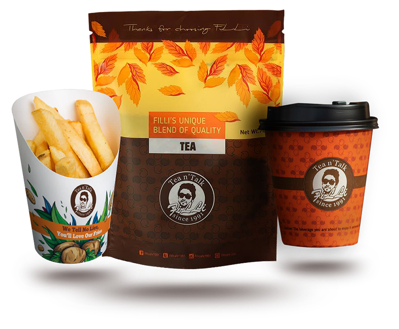 Packaging designs for FiLLi Cafe, UAE